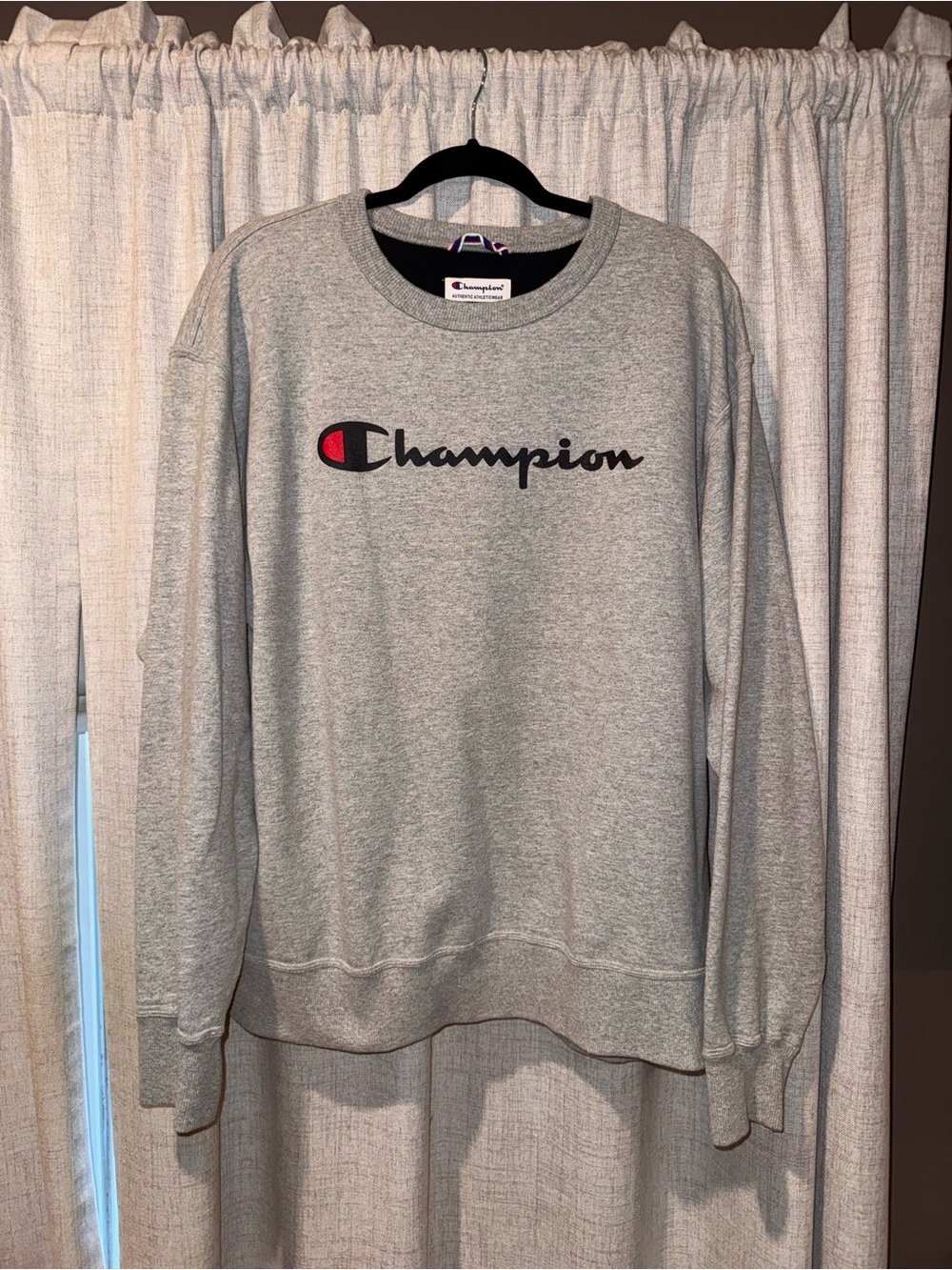 Champion Light Gray Crewneck Sweatshirt with Logo